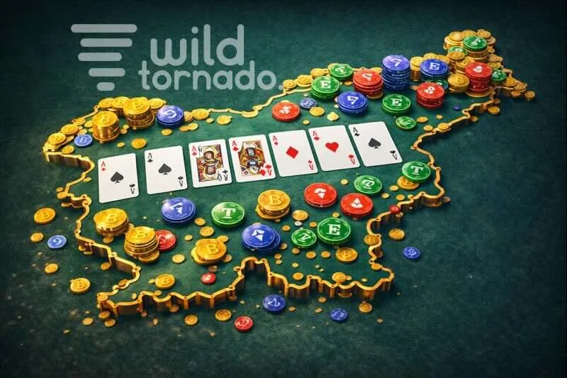 Online poker miza s kartami in žetoni WildTornado