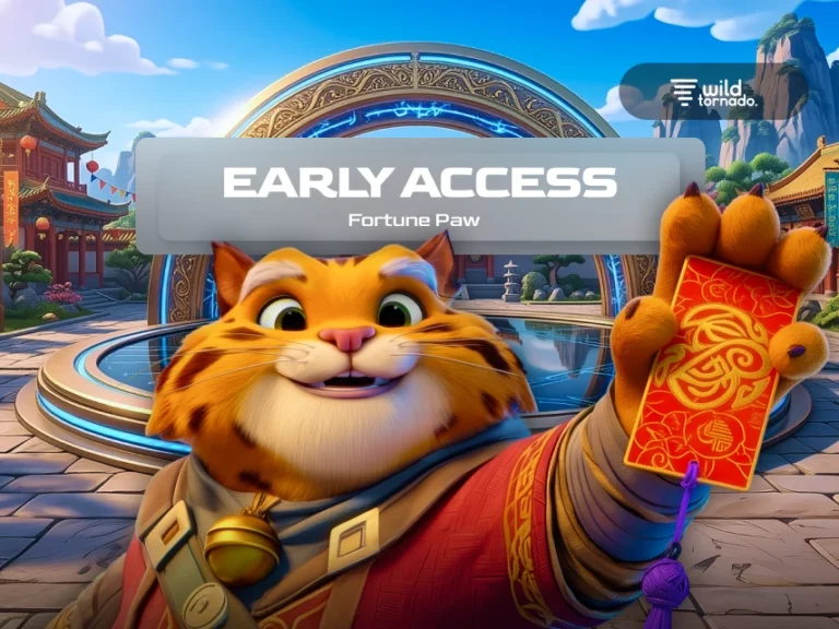 Fortune Paw slot interface with cheerful lucky cat and spinning reels