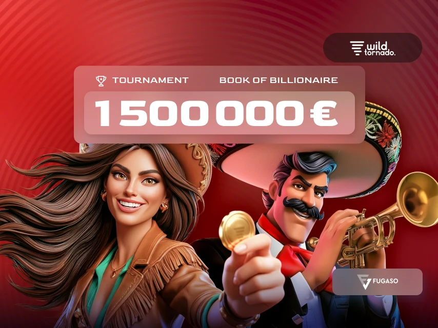 Fugaso Book of Billionaire slot tournament promotional concept with casino theme and jackpot symbols