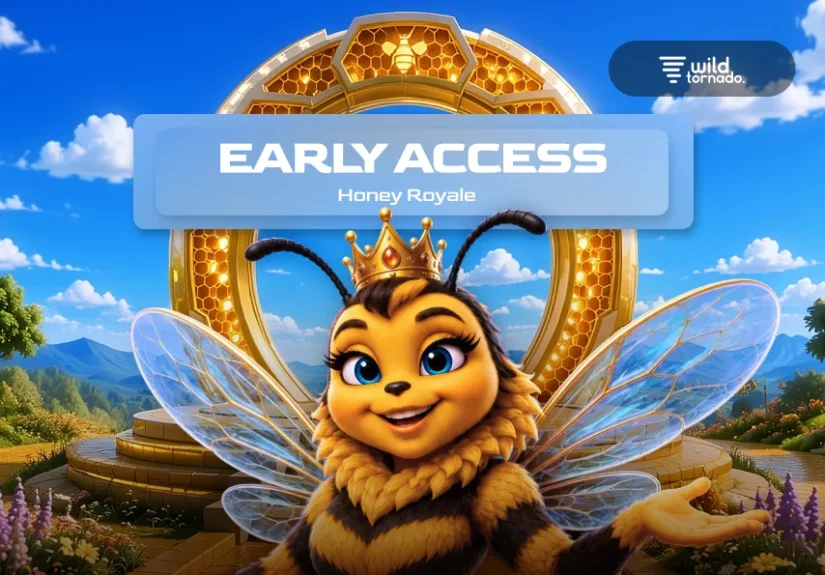 Honey Royale slot game by Evoplay with royal bees, honey theme and colorful casino symbols
